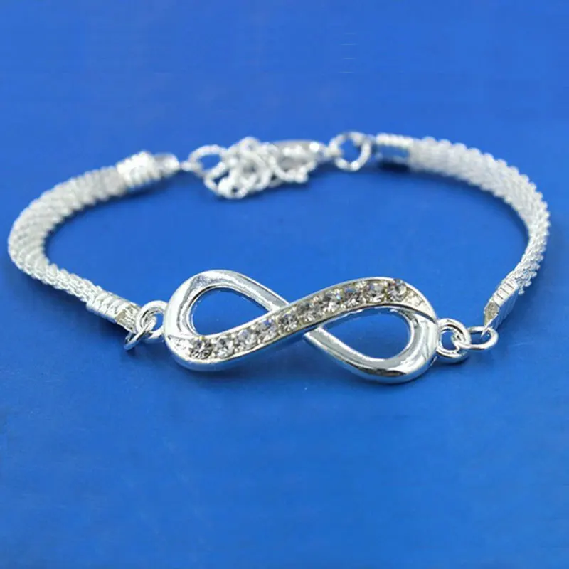 Hot Sale Rhinestone Infinity Bracelet Men's Women's Link Chain Jewelry Pulseira Braccialetto | Украшения и аксессуары
