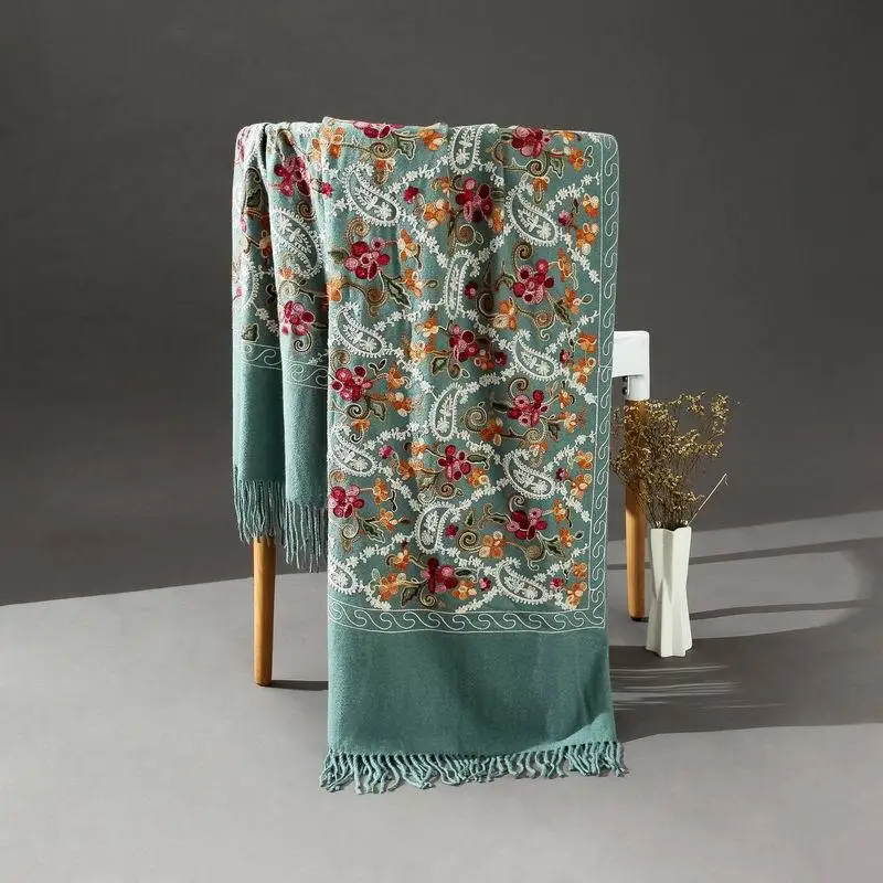 Зимний женский шарф из искусственного кашемира в стиле ретро Роскошная