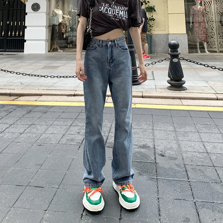 Штаны для девушек дизайнерские тонкие джинсы с высокой талией женские осенние