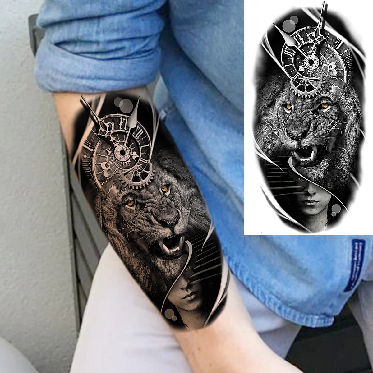 Временные татуировки с черным черепом головой компасом и глазами для мужчин