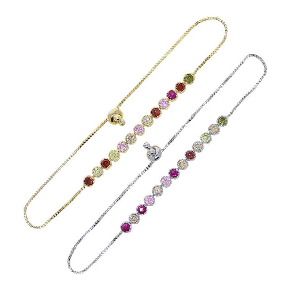 Модные женские браслеты с шармами и фианитами круглые простые изящные