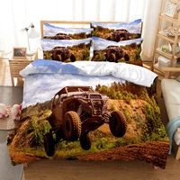 car bedding 3 piece digital printing cartoon plain weave craft for north america and europe bedding set queen