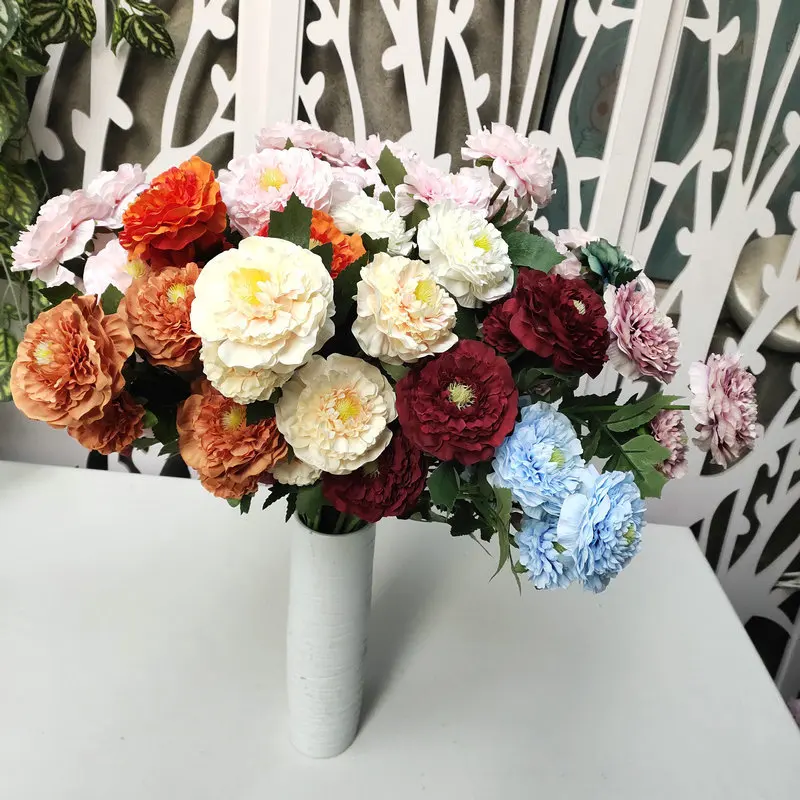

73cm D10cm Artificial 5peony/bunch Fake Flowers Wedding Decoration