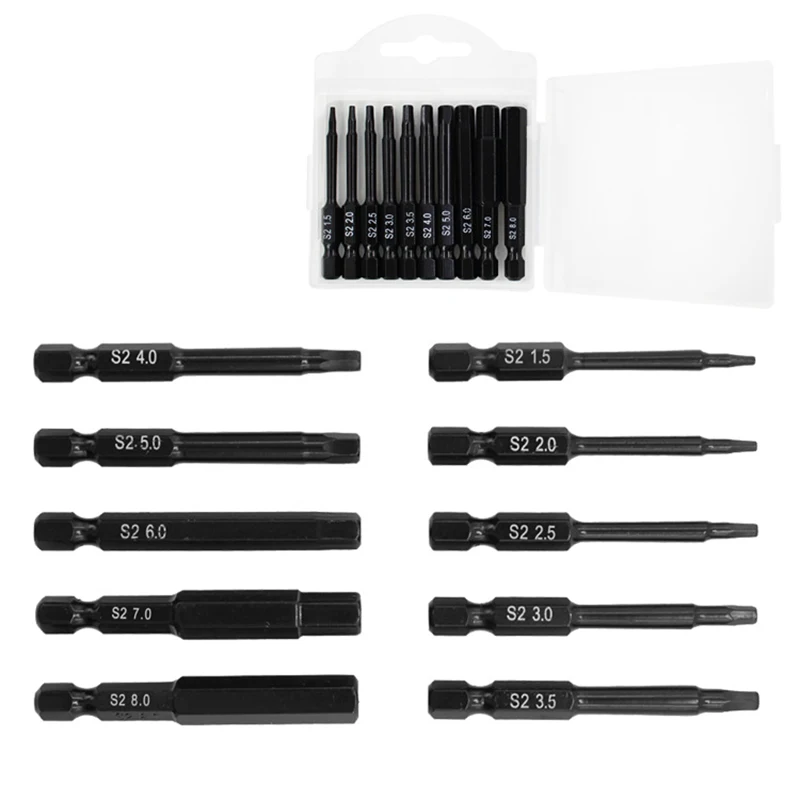 10Pcs Wrench Drill Bit Set Magnetic Tips Quick Release Shank For Easy Attachment Solid S2 Steel Alloy - 2.3 Inch Long | Инструменты