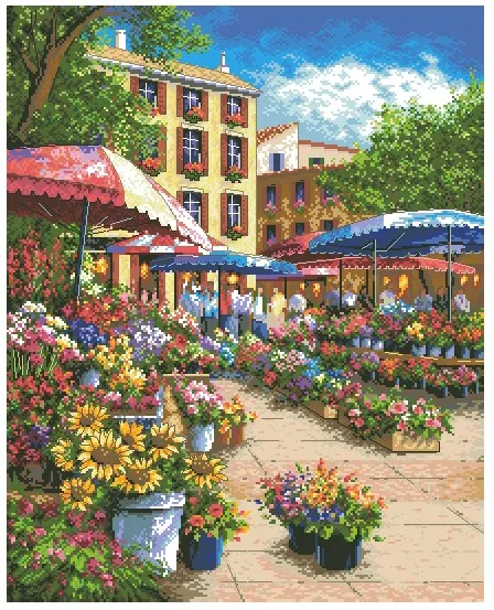 MM наборы для вышивки крестиком Набор Прованс рынок улица цветочный магазин