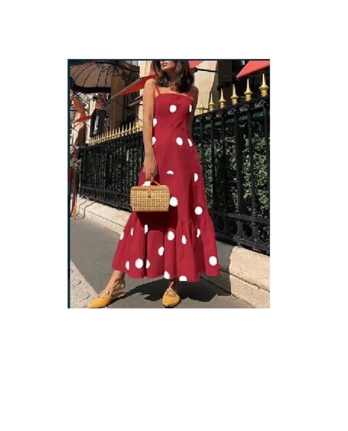 Платье женское в горошек с V образным вырезом без рукавов|Женские платья| |