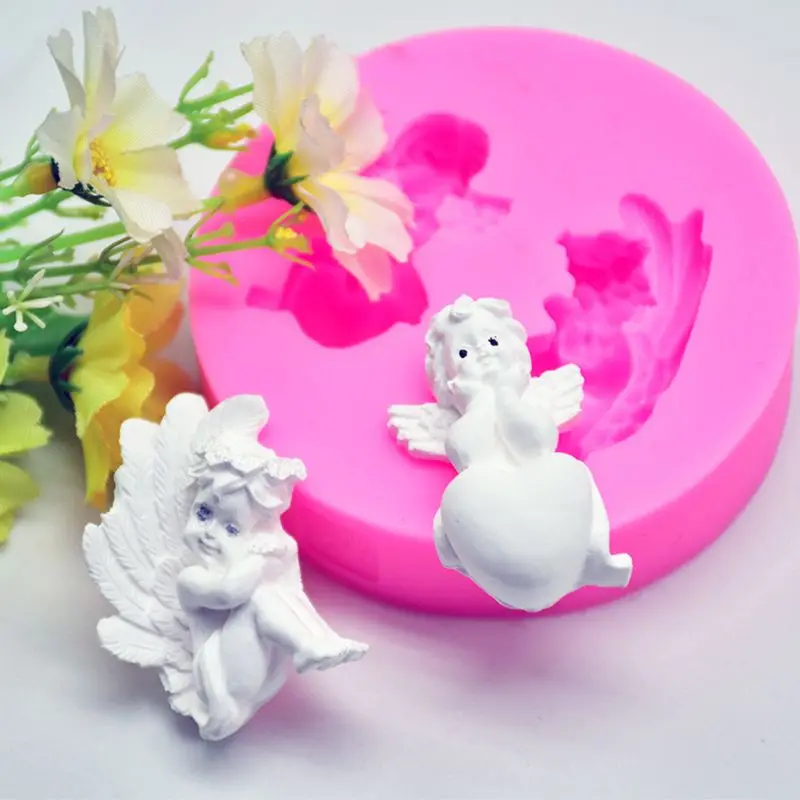 

A2UA Cute Baby Angel Love Heart Prayer Pendant Keychain Silicone Resin Mold Epoxy Resin DIYJewelry Making Tools