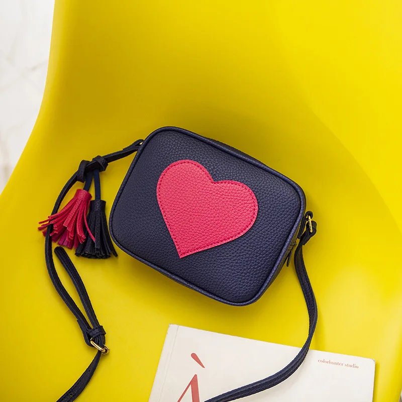 

New Fashion Designer Women Messenger Bags Mini Tassel Shoulder bag Pu Leather Love Flap bolsa feminina #35