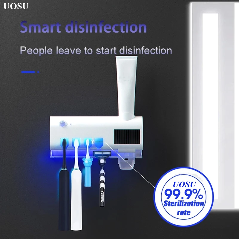 UOSU UV Toothbrush Holder Toothpaste Dispenser Solar Energy Bathroom Storage Box Household Accessories Set | Дом и сад