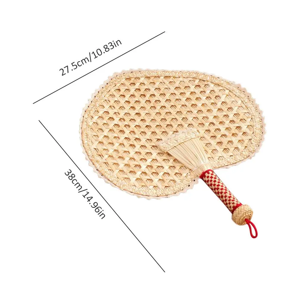 1 Pcs Pure Hand-Woven Wheat Straw Fan Old Man Summer Natural Hand Fan Environmentally Friendly Hand-Woven Fan Decoration Heart