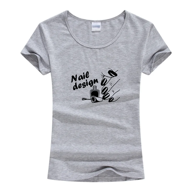 Дизайн ногтей салон красоты серия футболка с принтом для женщин Harajuku круглый