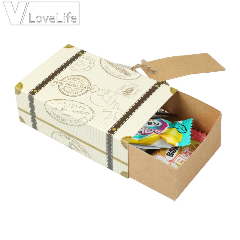 10 шт. Винтаж свадебный подарок чемодан коробка коробки конфеты шоколада милые