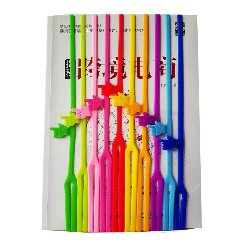 

Creative Silicone Finger Shape Bookmark Elastic Retractable Book Clip Fixing Rope Students Funny Bookmark School Office Supplies