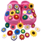Оптовая продажа, 50 шт., смешанные подсолнухи для обуви, украшения растений сделай сам, Кроксы, садовая обувь, аксессуары для браслета, подарки для девочек