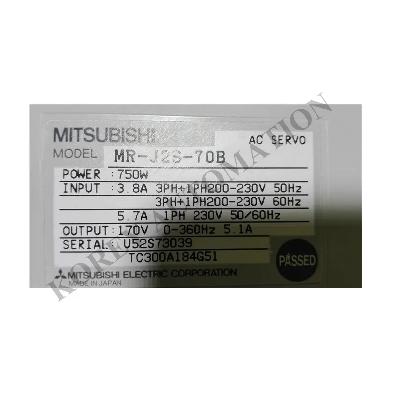 

In Stock Mitsubishi Servo Drive MR-J2S-70B