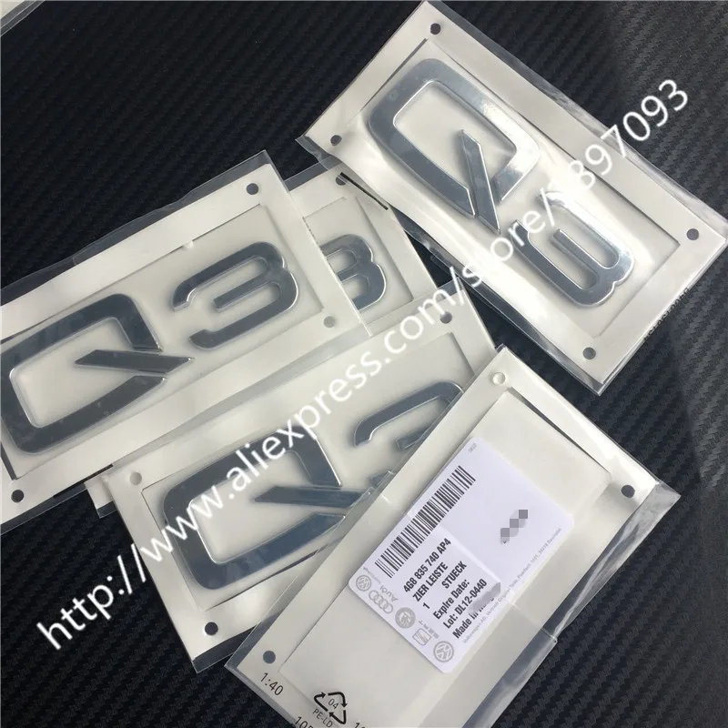 

MIX 20pcs New Car Styling 3D ABS Chrome Q3 Q5 Q7 Trunk Rear Boot Badge Emblem Sticker FOR AUDI A4 S4 A5 S5 A6 C6 A7