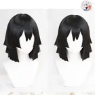 Демон Slayer: Kimetsu no Yaiba Iguro Obanai косплей парик черные синтетические волосы Хэллоуин концертный Ролевой костюм стилизованный парик + парик