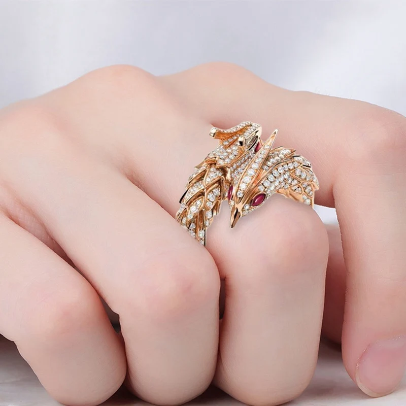 Свадебные кольца с драконом Фениксом регулируемые ювелирные для мужчин женщин |