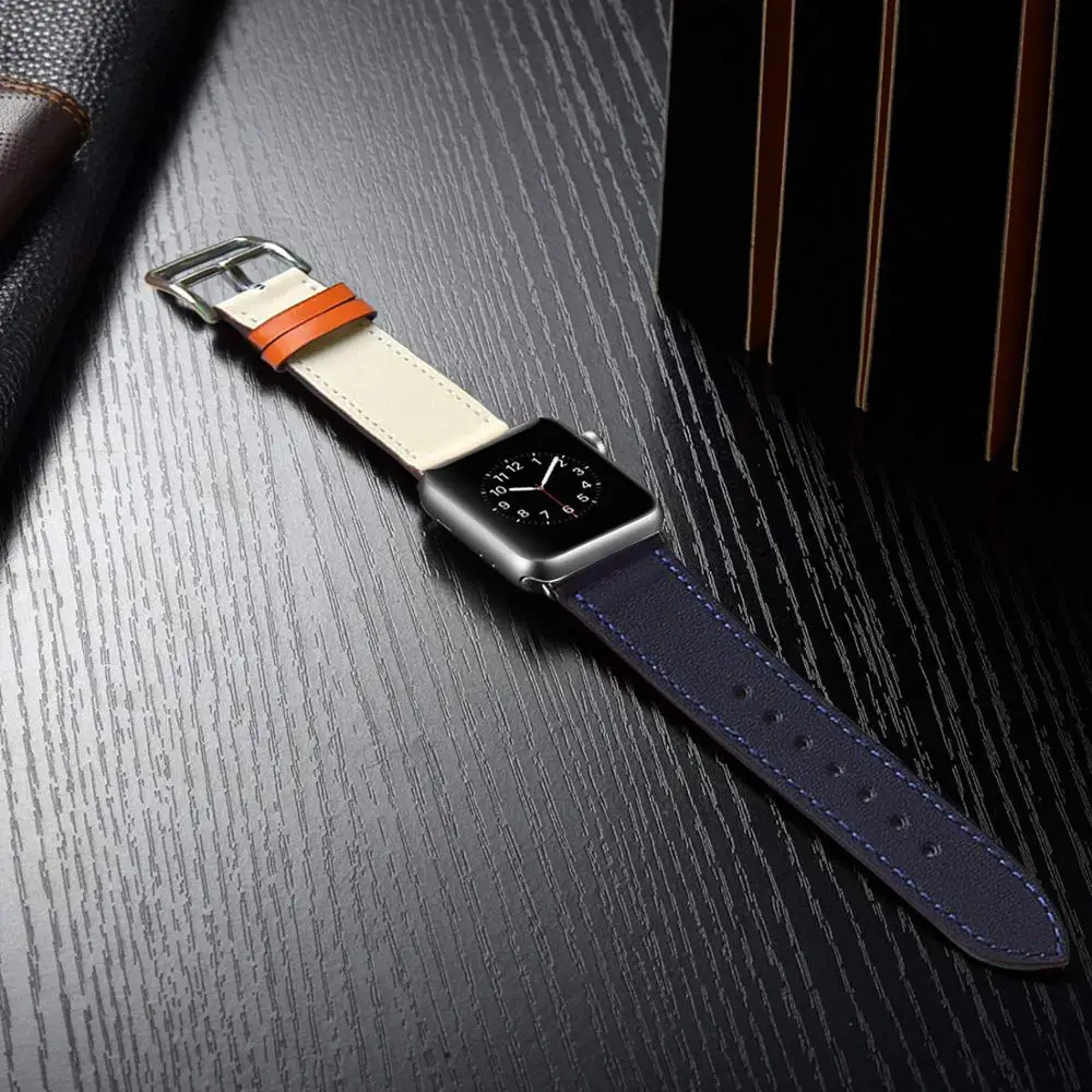 Eastar Высокое качество кожаный ремешок для наручных часов Apple Watch, версии Series4 3, 2, 1, спортивный браслет, 42 мм, 38 мм, ремешок для наручных часов iwatch, 5 полос 40 мм 44 мм