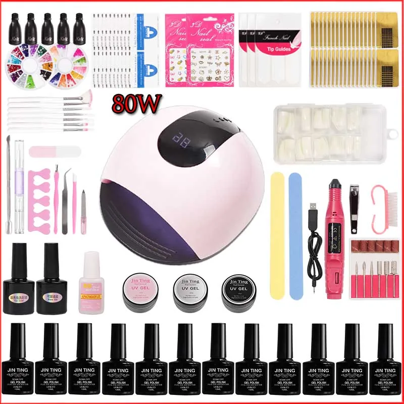 Все для маникюра Набор гель лаков ногтей акриловый набор 10 цветов 80 Вт