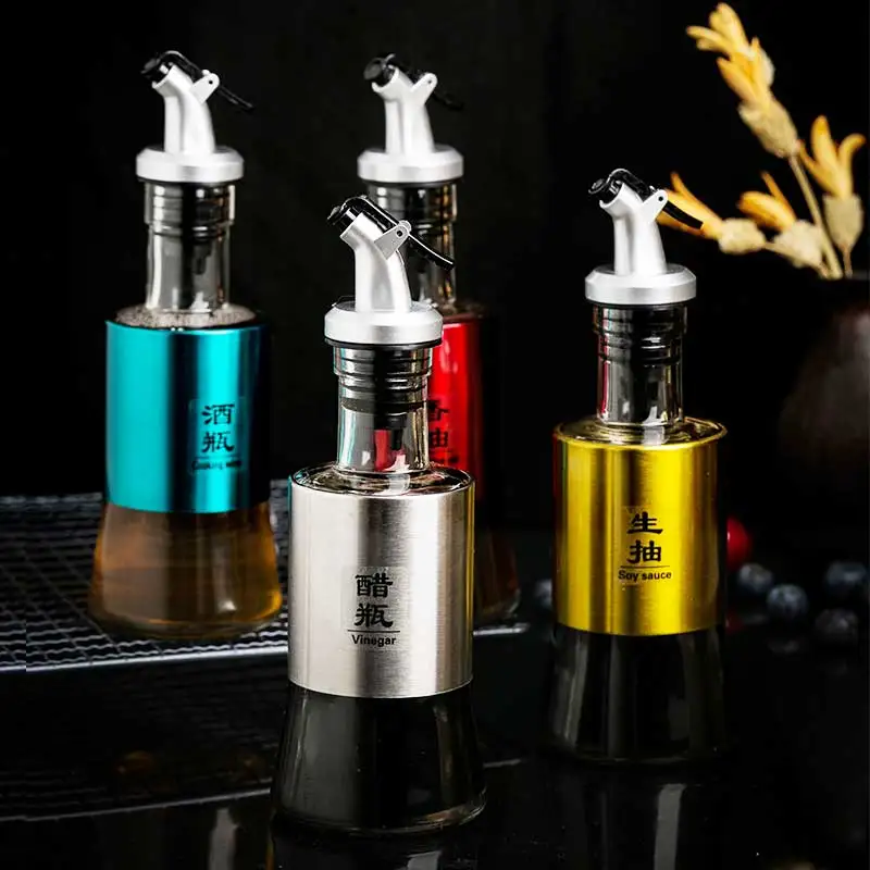 

Cooking Seasoning Oil Bottle Stainless Glass Storage Bottles for Oil /Vinegar/Sauce Creative Oil Dispenser For Kitchen Accessory