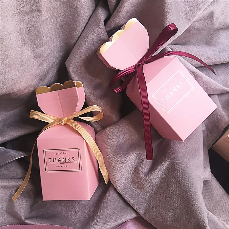 20 штук Ins Творческий розового цвета с надписью &quotСпасибо конфетная Коробки для