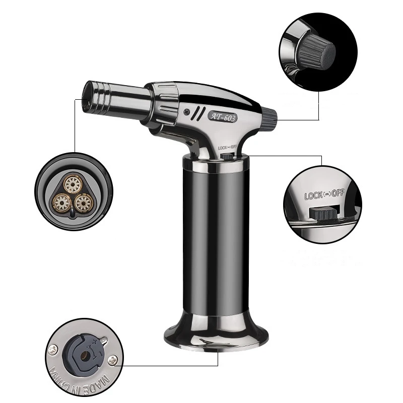 

New Style Three-Fire Jet Welding Torch Lighter High Firepower 1300 Degree Windproof Gas Lighter BBQ