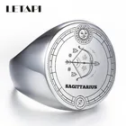 Новинка, Модные Винтажные обручальные кольца LETAPI в стиле панк из нержавеющей стали серебряного цвета с двенадцатью созвездиями для мужчин и женщин, Подарочные ювелирные изделия