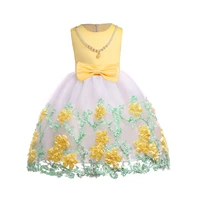 new dress mesh patchwork girls embroidery flower princess dress for birthday beading and bow girls dancing dresses for christmas