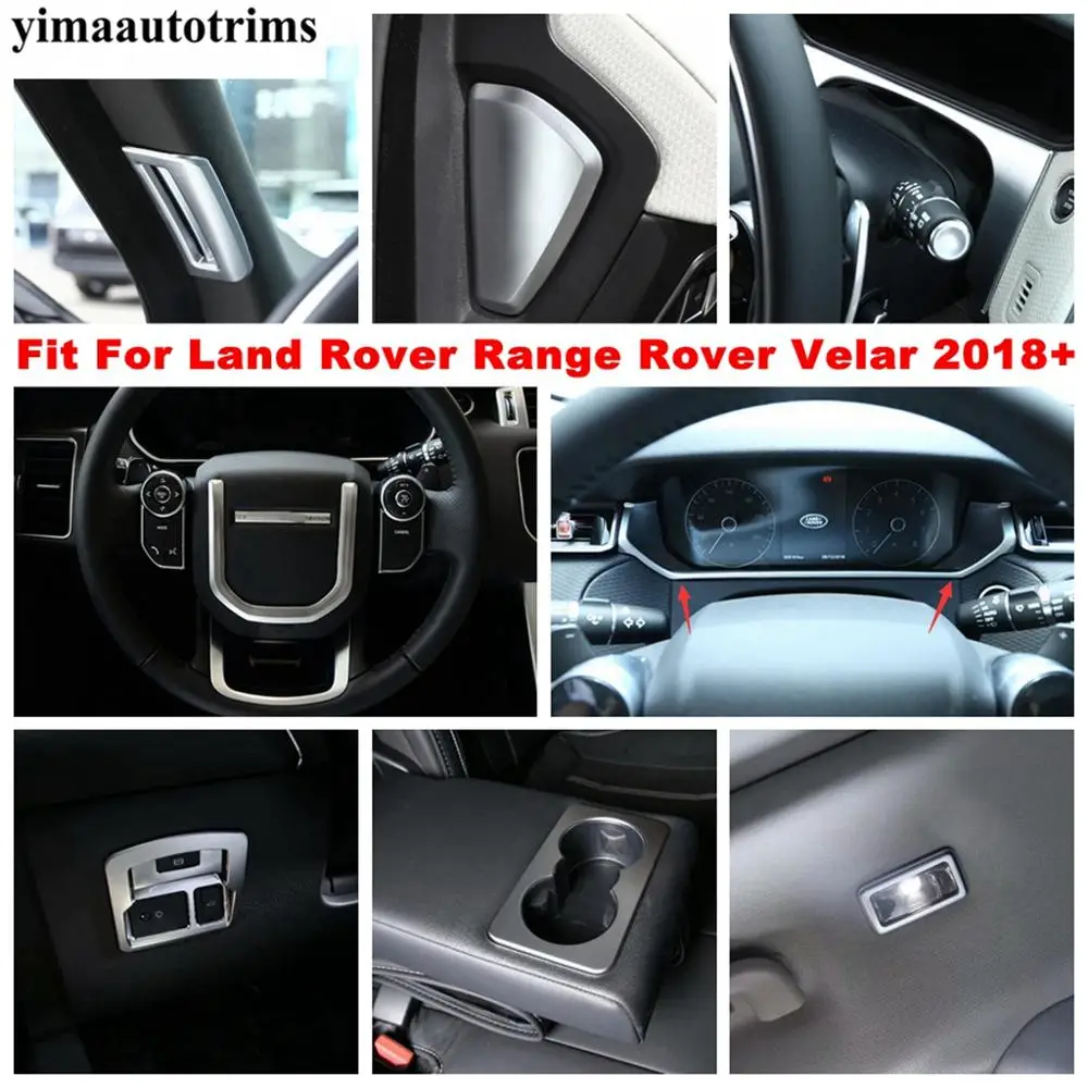 

For Land Rover Range Rover Velar 2018 - 2021 Water Cup Holder Panel / Roof Reading Lights Lamps / Dashboard Panel Cover Trim