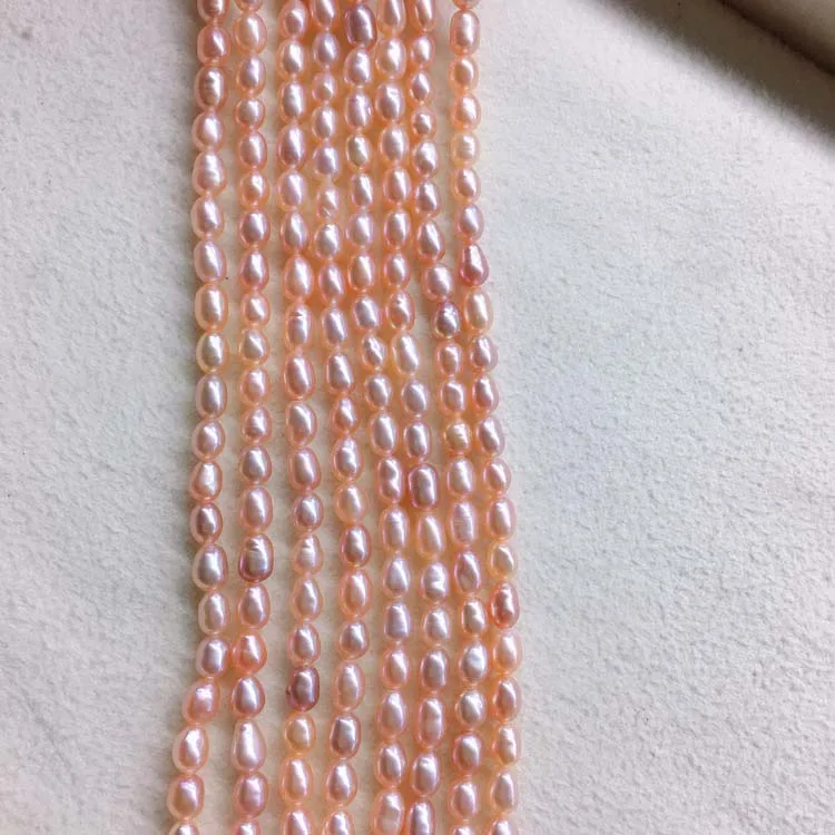 

Freshwater Pearl necklace Rice shape with Size 3-3.5mm loose pearl strands
