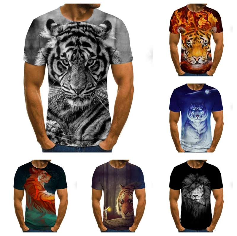 

3D Printe Animal Tiger Lion Face Man 's T- Tshirt New Loose Lion Casual Majestic Summer Fashion Shirt Harajuku Oversized T Shirt