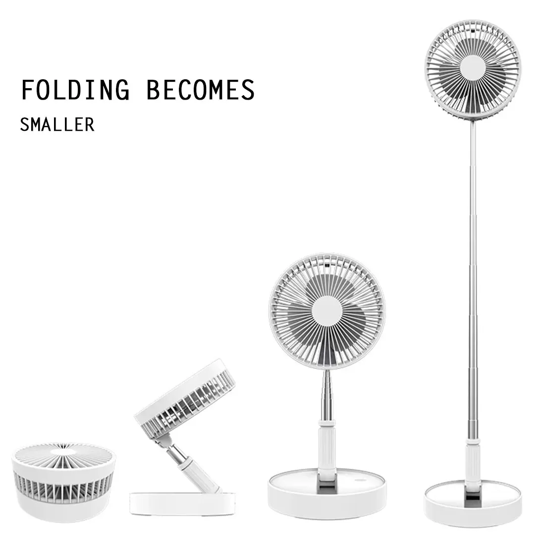 

USB Floor Fan Folding Telescopic Mini Fan Rechargeable Student Folding Cooling Small Dormitory Bed Desk Outdoor Camping