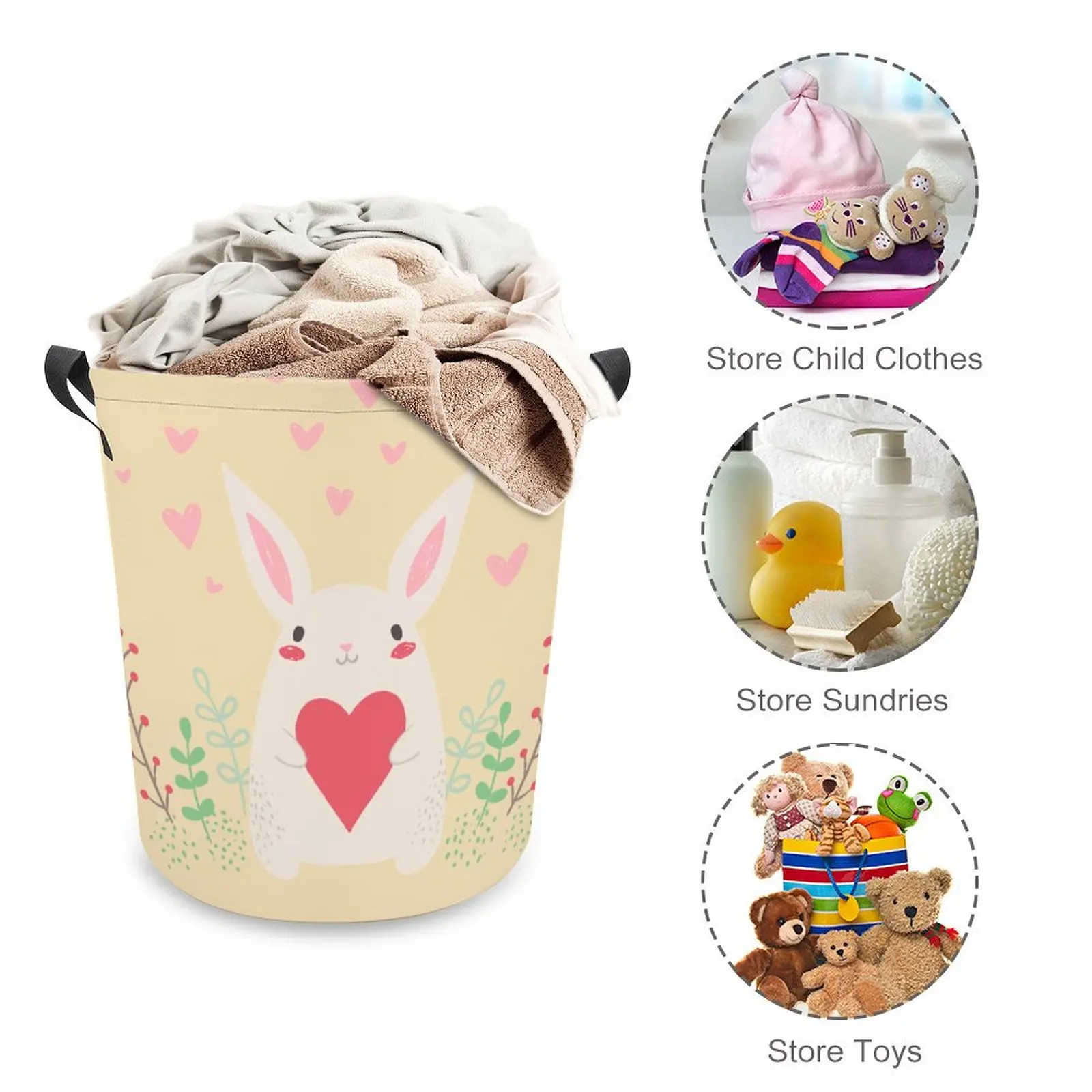 Laundry Basket Large Capacity Cartoon With Handles Waterproof Folding for Dirty Clothes Toy Storage Bucket Durable Storage Hamp