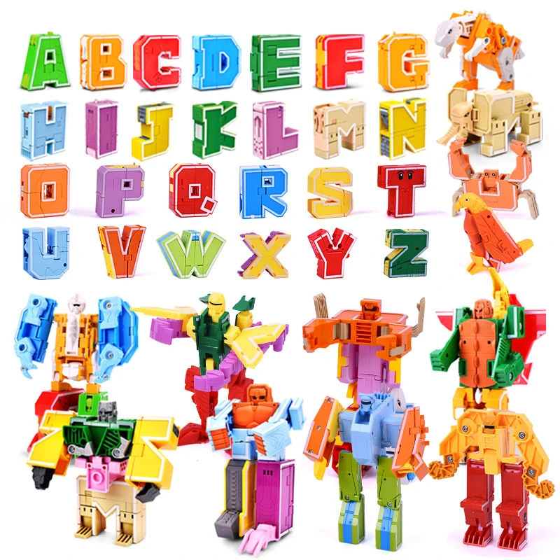 English Letters Transformer Alphabet Robot Animal Creative Educational Action Figure Building Blocks Model Toys Gift | Игрушки и хобби