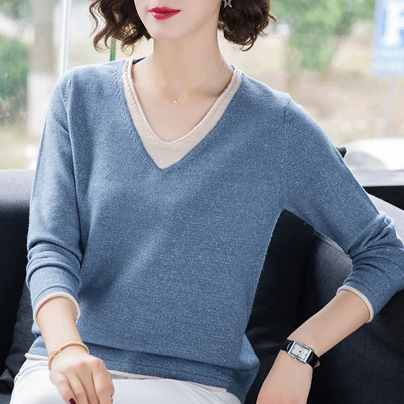 

Women thick sweater pullovers long sleeve button o-neck chic Sweater Female Slim knit top White
