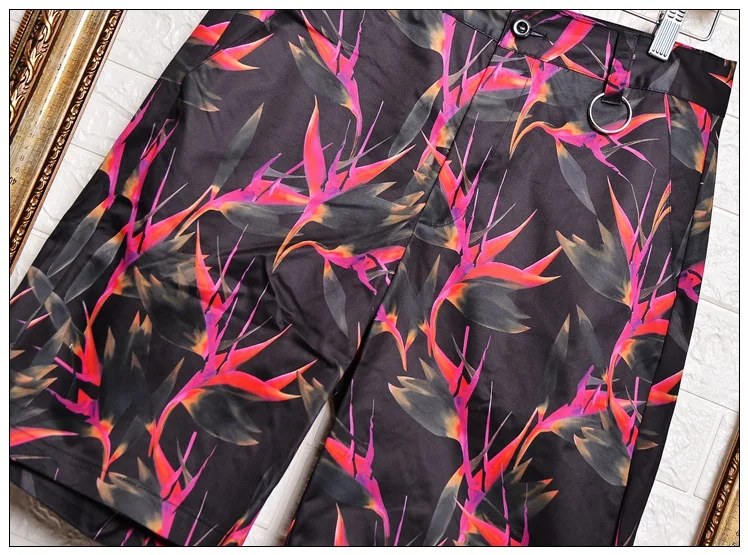 

New Novelty high Men Comfortable Flower abstract Skateboard Street Cotton Casual Shorts Kanye Hip-hop Parkour Drake #N166