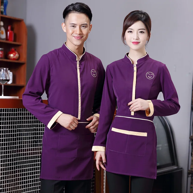 

Hotel Work Women Dining Canteen Men Fast Food Hot Pot Waiter Workwear Long Sleeve