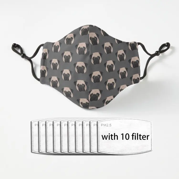 

the Pug Anti Dust Half Face Mouth Mask with PM2.5 Filters 5 Layers of Protection for Men Women Black