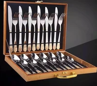 24 piece set of crown western tableware gold plated stainless steel cutlery set