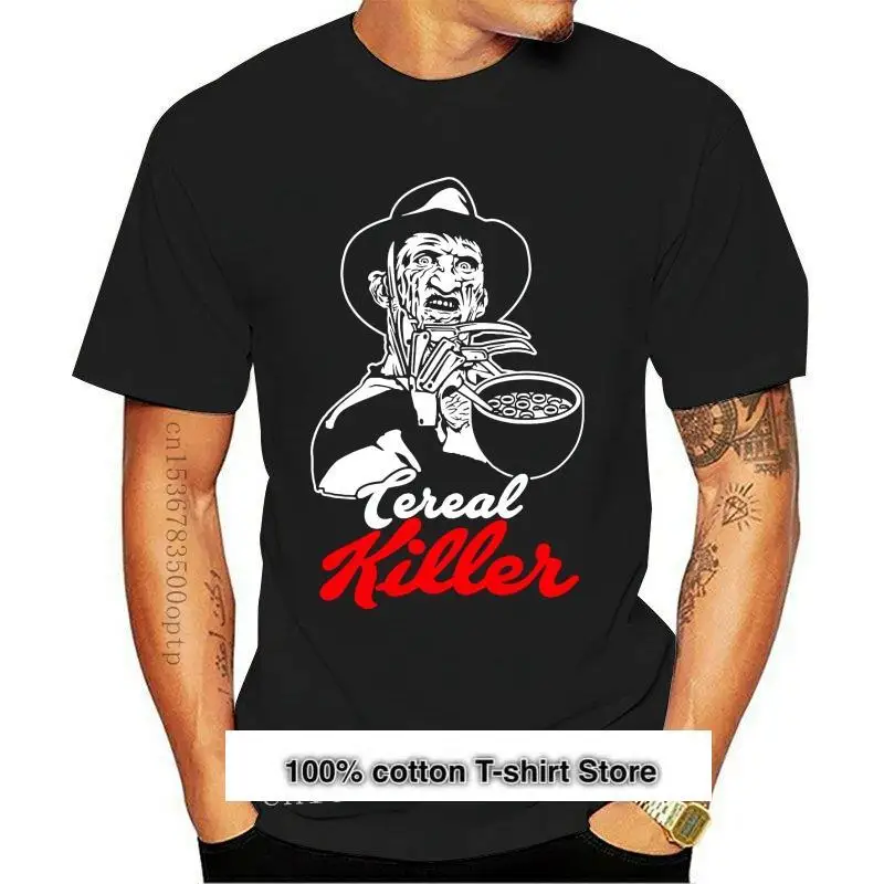 

Camiseta divertida de Freddie Krueger para Halloween, camisa de manga corta con diseño de asesino de cereales, S-XXL
