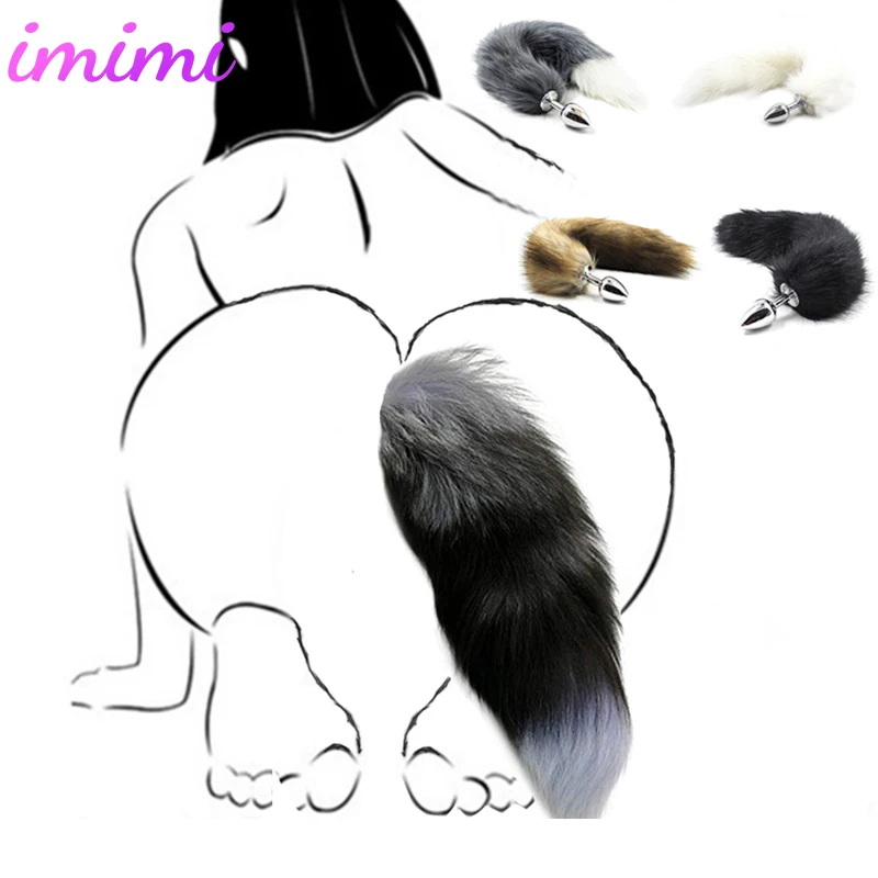 Анальная пробка с заячьим хвостом секс игрушки для взрослых перьевые бусины