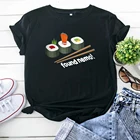 Футболка для женщин Found Nemo Japan Sushi Print Top с коротким рукавом Vintage Casual Women's T Shirt Crewneck Hip Hop T-Shirt For Women