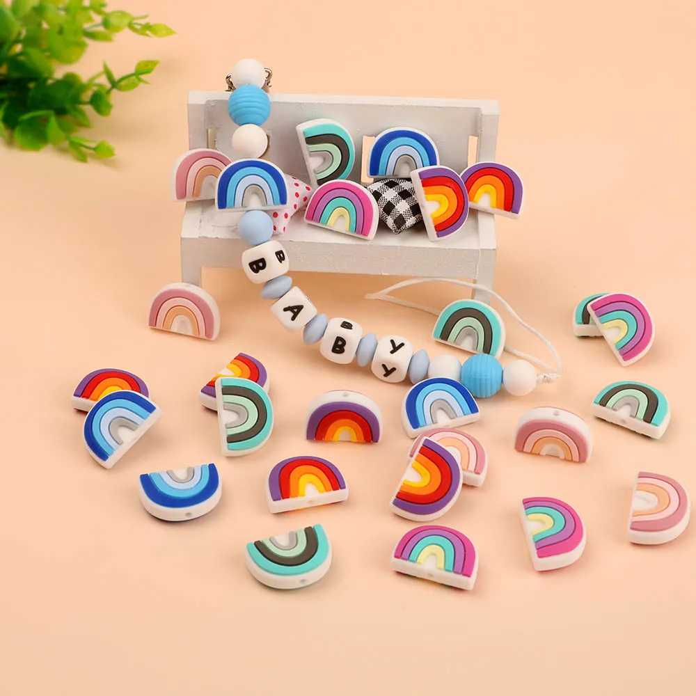 baby teething items elden ring Kovict 10Pc/Lot Mini New Rainbow Silicone Beads Baby Dummy Cartoon Pacifier Toy Accessories baby teething items crossword