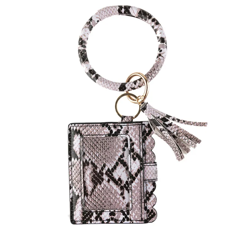 Модный брелок для ключей сумка карт женщин и девочек Леопардовый кошелек из