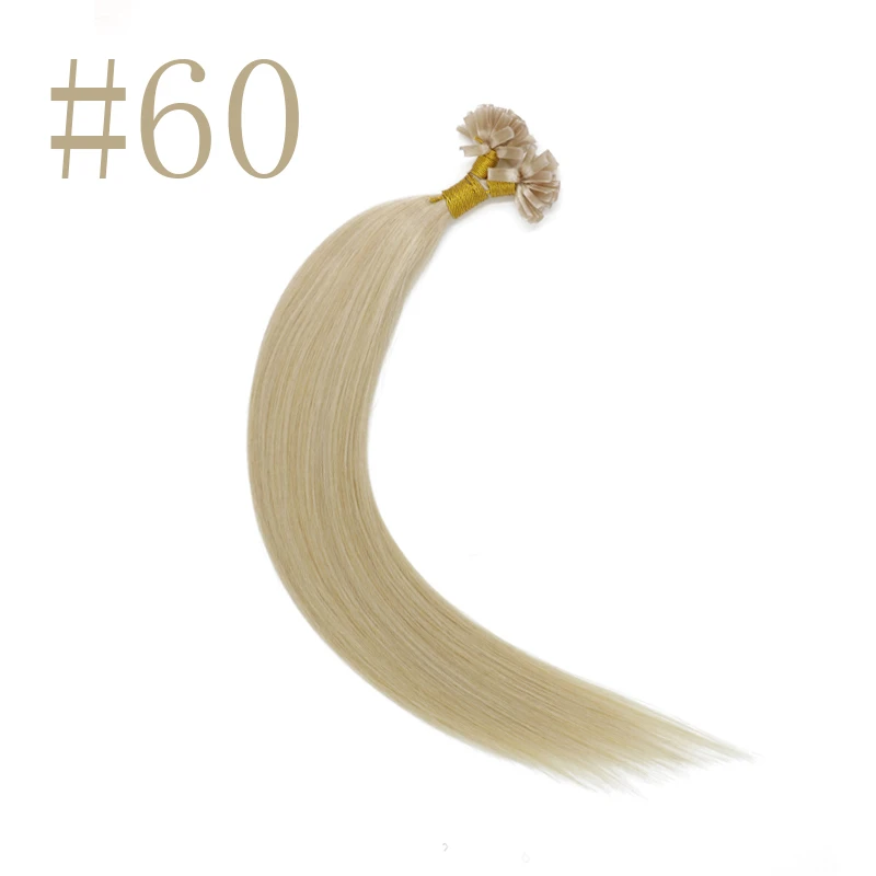 #60 Sindra 1"-24" Fusion keratin u tip волосы для наращивания 1 г/шт. Remy ногтей/u-кончик прямые кератиновые предварительно склеивающиеся человеческие волосы - Цвет: #60