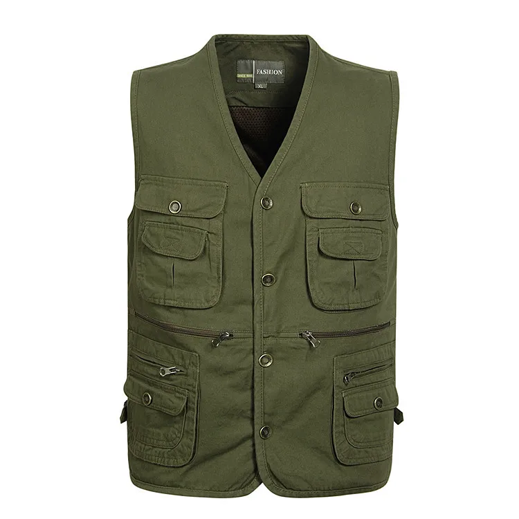 

Spring autumn middle-aged men's vest plus size fishing photography multi-pocket double-layer male waistcoat sleeveless jacket
