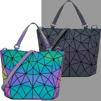 luminous bao big bag holographic reflective geometric bags for women 2020 quilted shoulder bags female handbags bolsa feminina