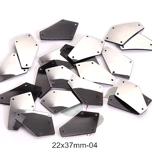 4-22x37mm Высокое Качество гематит 20 шт зеркальные пришивные стразы акриловые зеркальные пришивные стразы свадебные украшения F0085 - Цвет: 4-22x37mm