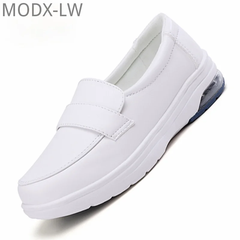 

Women Nurse Flats Shoes Casual Leather Slip On Ladies Round Toe White Loafers Flat Women Shopify Dropshipping